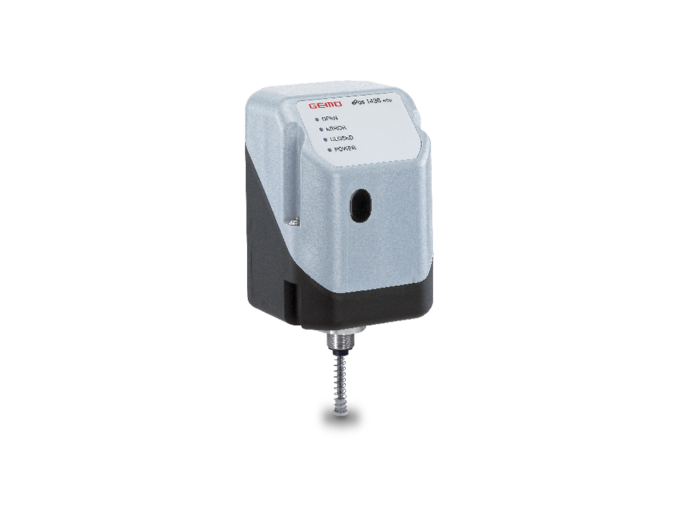 Electrical position and process controller from GEMÜ with LED display for precise valve control in industrial automation.